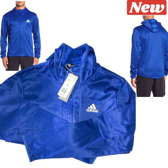 🆕 adidas Zip-Up Hooded Jacket Royal Blue Sz Medium